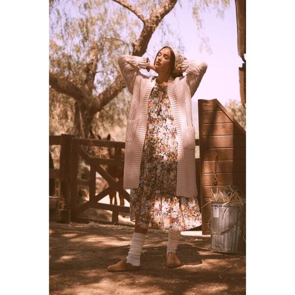 Promesa Black Size Small Floral V-Neck Chiffon Midi Dress - Picture 9 of 9